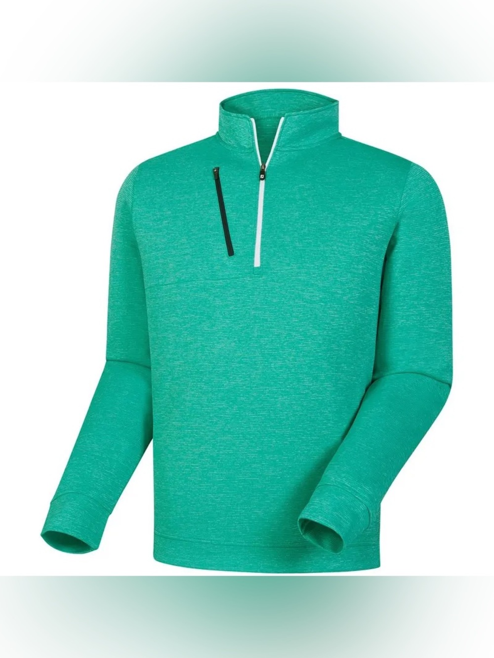 Men’s FJ FootJoy Heather Pinstripe Half-Zip Pullover | Green | Size XL